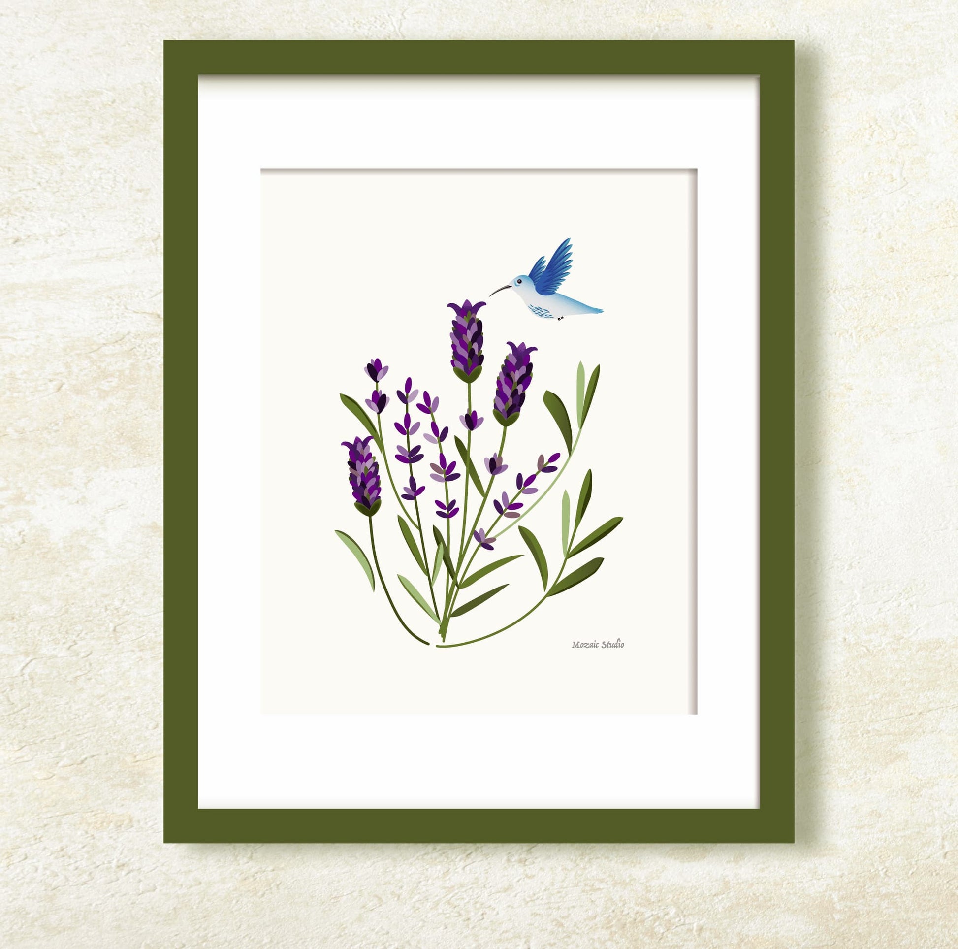 Hummingbird in Lavender Art Print Mozaic Studio