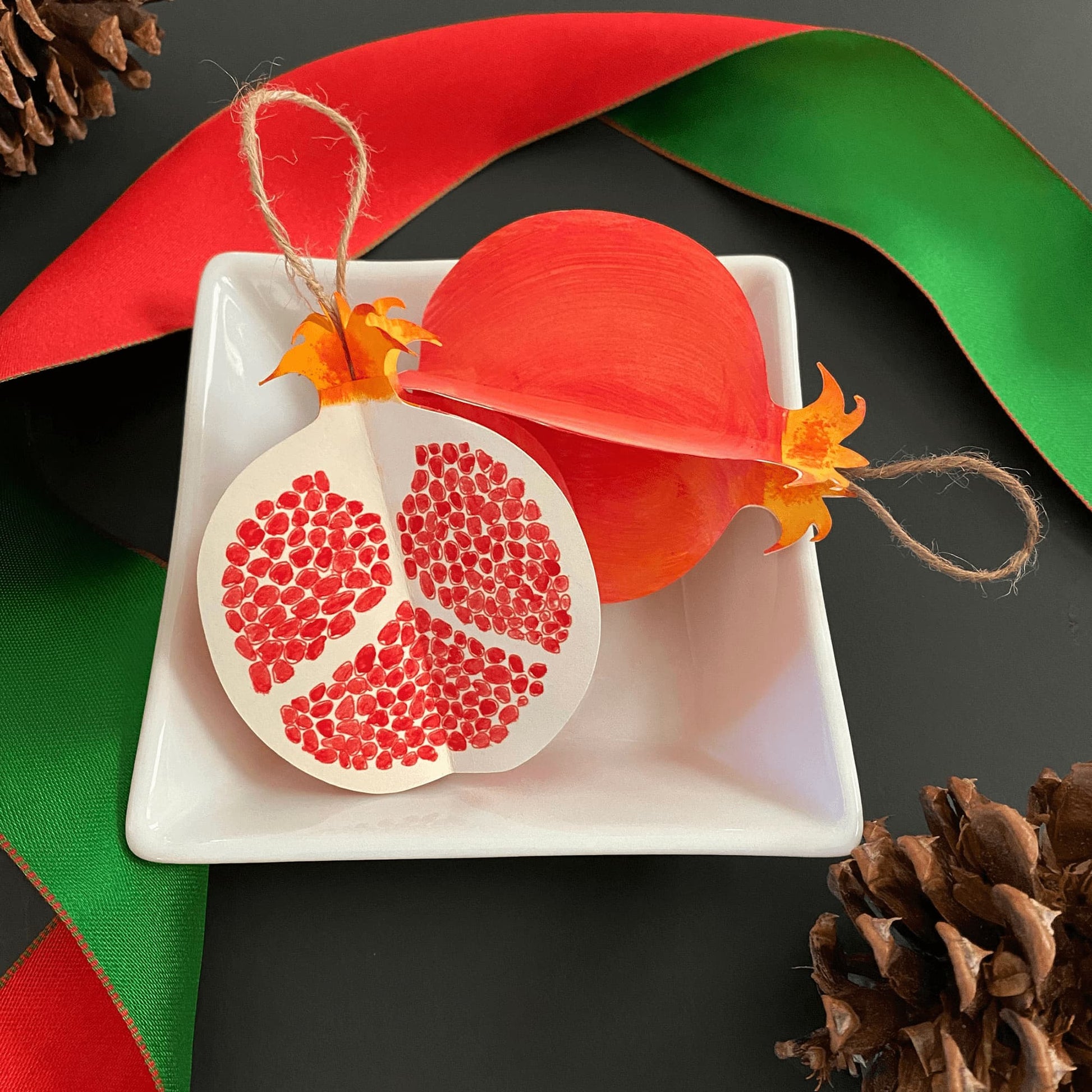 Paper Pomegranate Ornaments Template Mozaic Studio