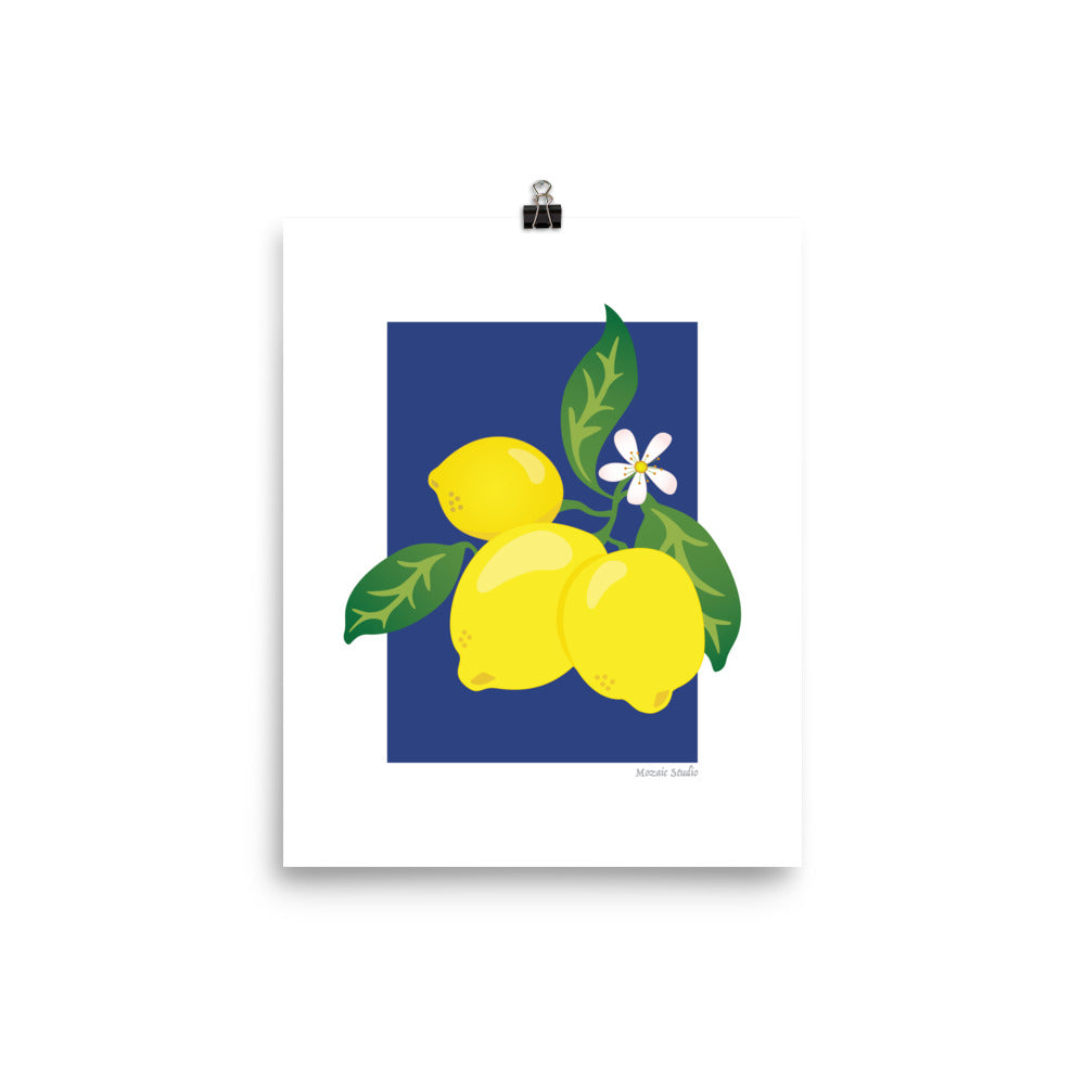 Lemons on Navy Art Print Mozaic Studio