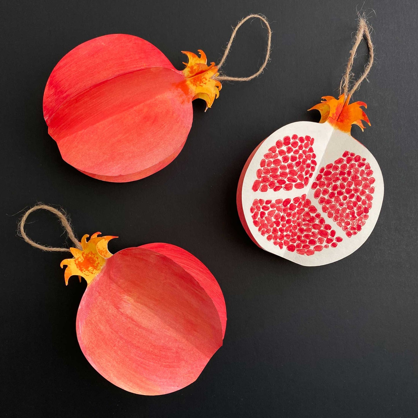 Paper Pomegranate Ornaments Template Mozaic Studio