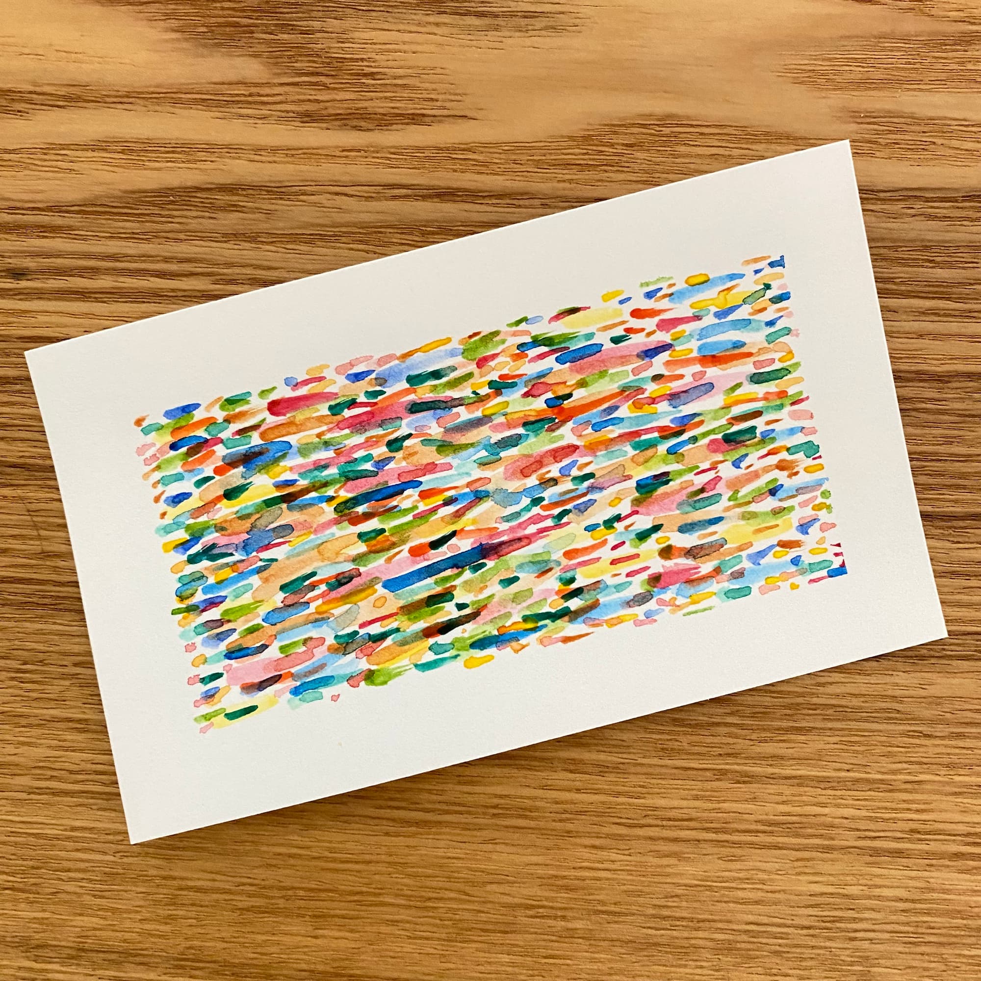 abstract watercolor of multicolor horizontal paint daubs