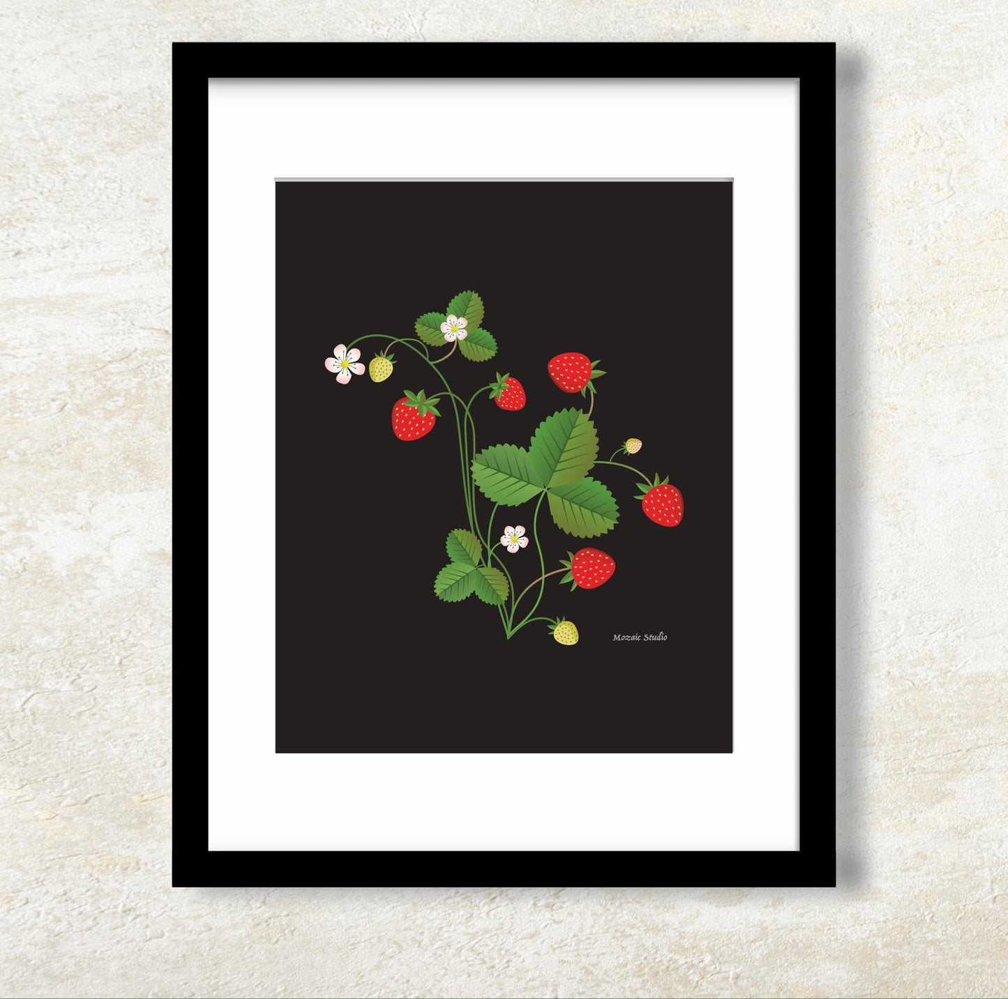Strawberry-art-print-in=frame