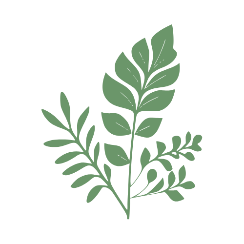 Green leafy design on a white background