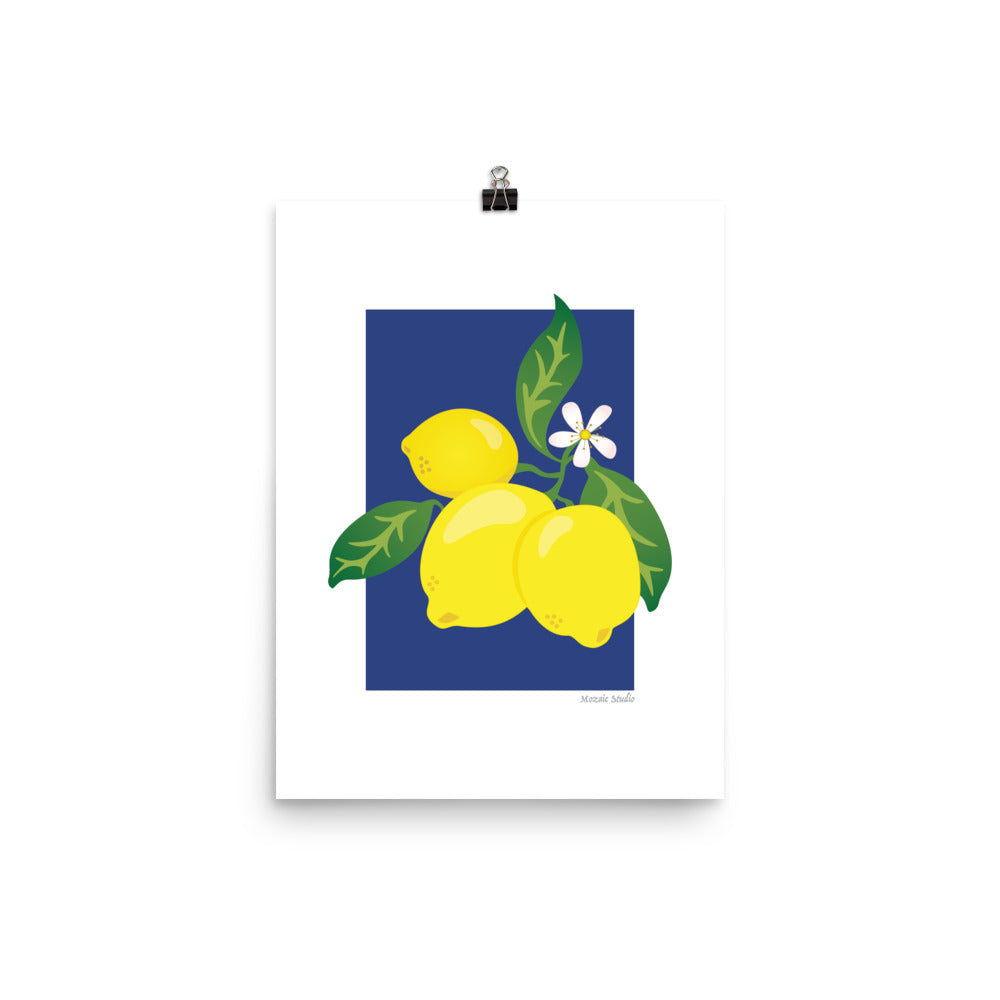 Lemons on Navy Art Print Mozaic Studio