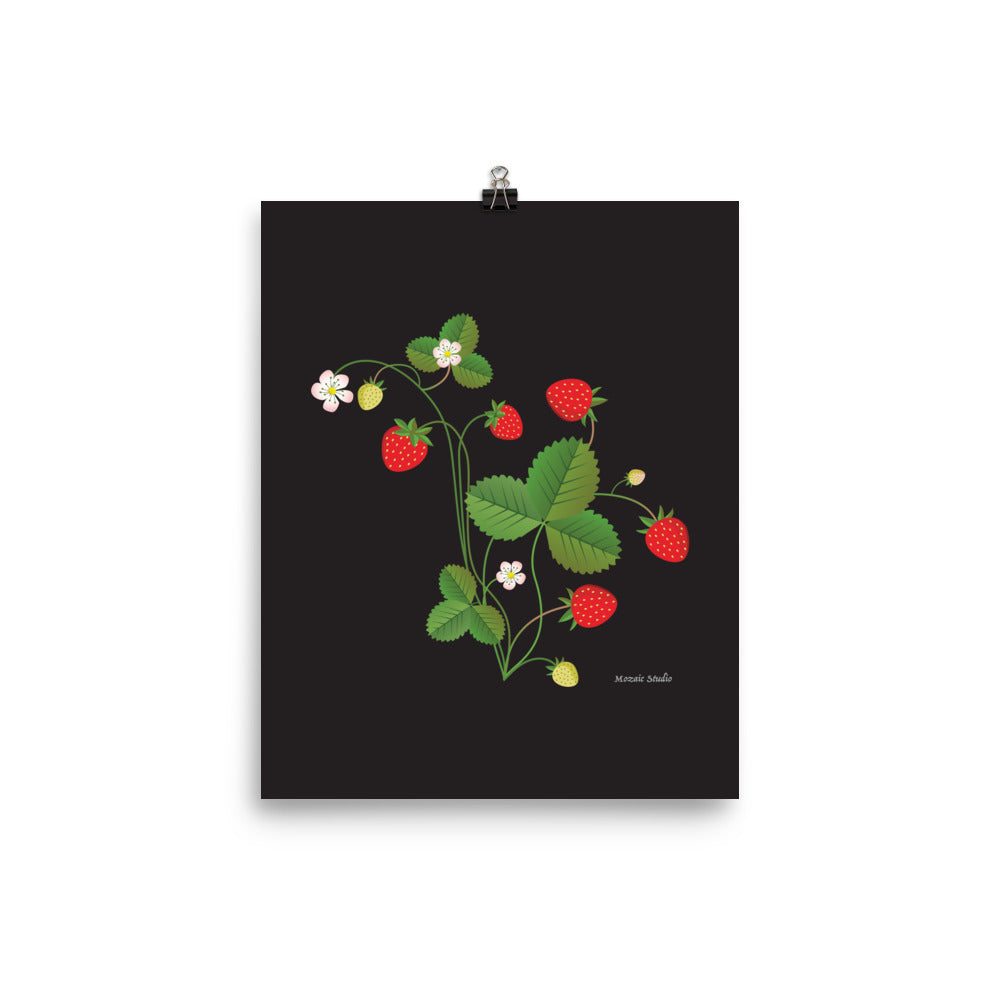 Strawberry No. 2 Giclée Botanical Print in Black Mozaic Studio